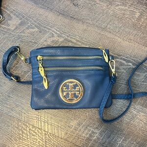 Tory Burch Navy Crossbody Bag with Gold Accents